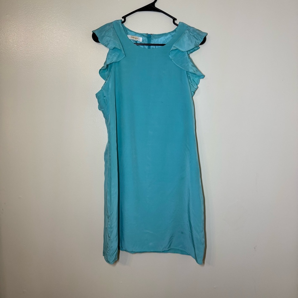 Britt Ryan Turquoise Ruffle Sleeve Mini Dress